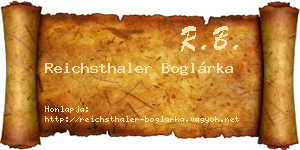 Reichsthaler Boglárka névjegykártya